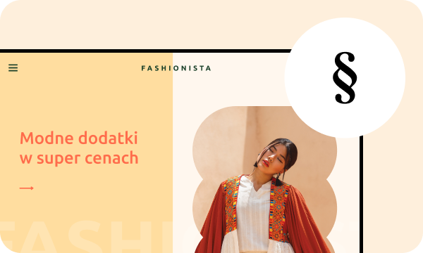 Modna kobieta. Obok napis: "Modne dodatki w super cenach"